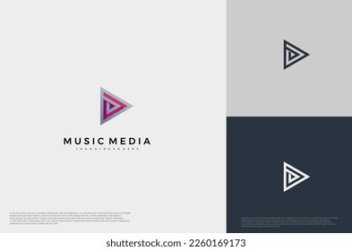 Play icon illustration concept logo template flat style. Voice equalizer idea. Modern creative vector
