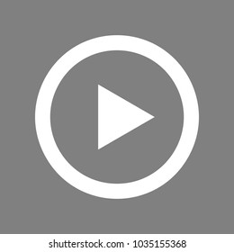 Play icon inversed. Vector. White icon on medium gray background. Isolated.