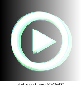 Play icon inversed. Vector. White icon with colored contours on gradient background.