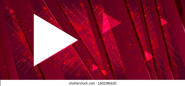 Play icon isolated on Abstract design bright red banner background