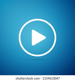 Play icon isolated on blue background. Flat design. Vector Illustration