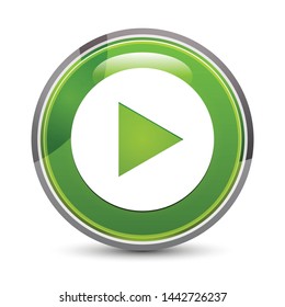 Play icon isolated on elegant green round button vector illustration