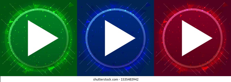 Play icon isolated on elegant modern design abstract buttons set illustration