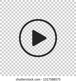 Play icon isolated on transparent background. Flat design. Vector Illustration
