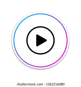Play icon isolated on white background. Circle white button. Vector Illustration
