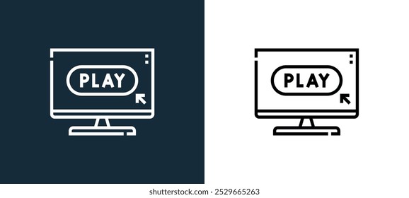 ícone de jogo isolado em cores brancas e pretas. jogar contorno ícone vetorial linear da coleção de jogos online para aplicativos móveis, web e ui.