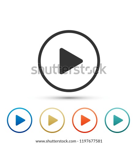 Play icon isolated on white background. Flat design. Set elements in colored icons. Flat design. Vector Illustration