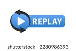 Play icon like a video play button. Simple flat style trend modern red logo graphic design. Replay. The concept of watching streaming video player or Live stream webinar UI emblem. Vector illustration