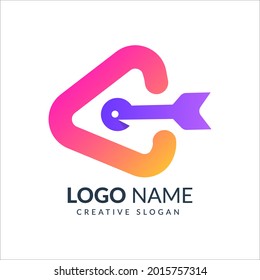 Play icon logo design. Video application icon design template. Music player. Play with arrow icon.
