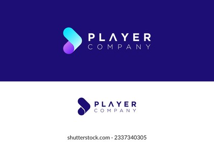 Play Icon logo with fresh gradient design.Abstract Arrow symbol for modern company