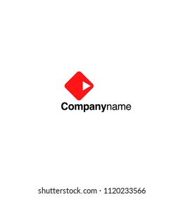 play icon logo inspired from you tube can be used for production company 