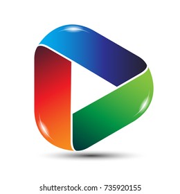 Play icon for logo template 3D vector illustration. Logo element for video and music player application