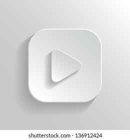 Play icon - media player icon - vector white app button with shadow