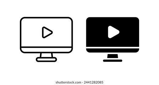 Play icon. Monitor symbol. video player sign. for mobile concept and web design. vector illustration