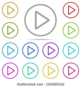 Play icon in multi color. Simple outline vector of web, minimalistic set for UI and UX, website or mobile application