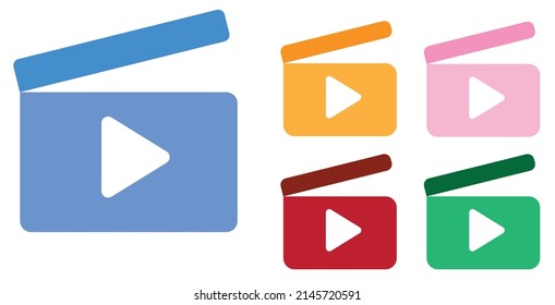 Play icon multimedia (videos, music and movies start symbol). Vector play icon in different colors set