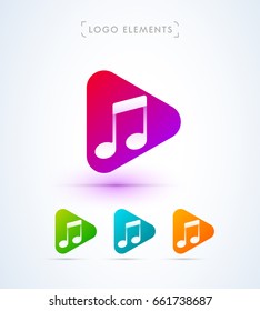 Play icon. Music logo elements