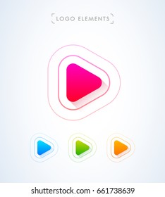 Play icon. Music and video logo elements