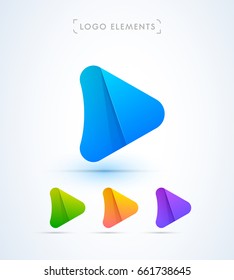 Play icon. Music and video logo elements