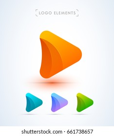 Play icon. Music and video logo elements