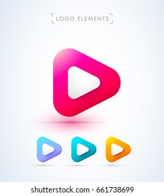 Play icon. Music and video logo elements