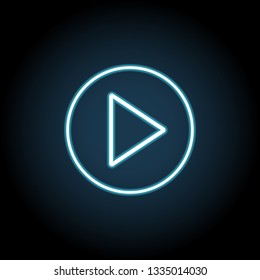 Play icon in neon style. Simple thin line, outline vector of web, minimalistic icons for UI and UX, website or mobile application