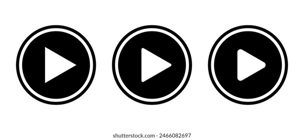 Play icon on black circle. Video player app concept