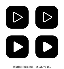 Play icon on black square. Video player logo