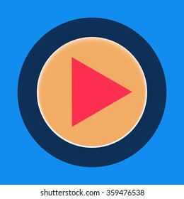 Play icon on a blue background. Music icon simple design. Vector illustration, eps 10