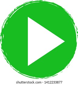 Play icon on circle background. Vector illustration. 