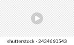 Play icon on transparent background texture. Video player template. Empty movie computer or television screen. Push, click, record button on multimedia app window interface. Vector. 3D Illustration