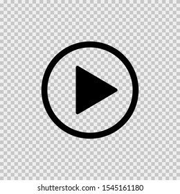 Play icon on transparent background. Isolated vector sign symbol. Web media symbol. Symbol button play video. EPS 10
