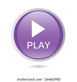 Play icon on violet glossy button.