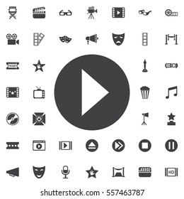 play icon on the white background. Set of cinema icons