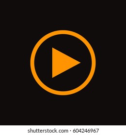 play icon. Orange icon on black background