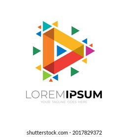 Play icon and pixel design technology , colorful icon