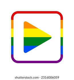 Play icon. Rainbow gay LGBT rights colored Icon at white Background. Illustration.