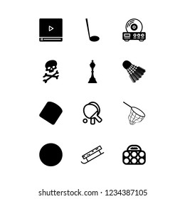 play icon set about ping pong, melody, chess and video player vector set