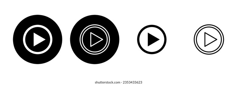 Play Icon set. Play button vector icon