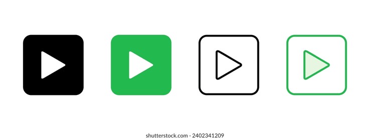 Play Icon set. Play button vector icon