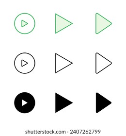 Play Icon set. Play button vector icon