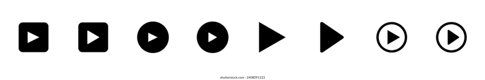 Play Icon set. Play button vector icon