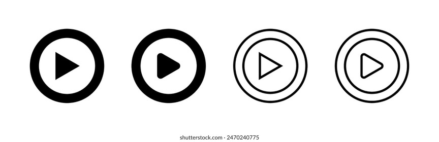 Play Icon set. Play button vector icon
