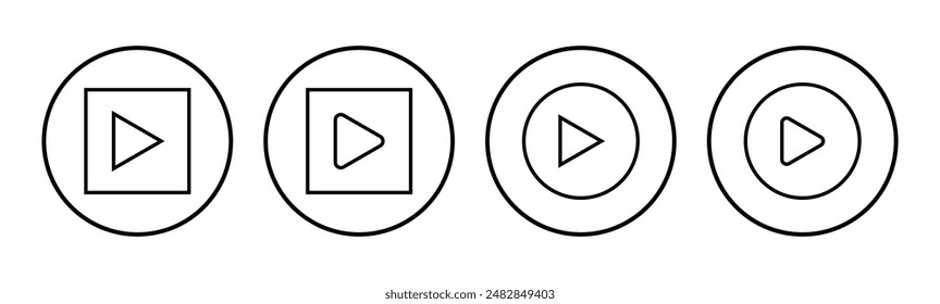 Play Icon set. Play button vector icon