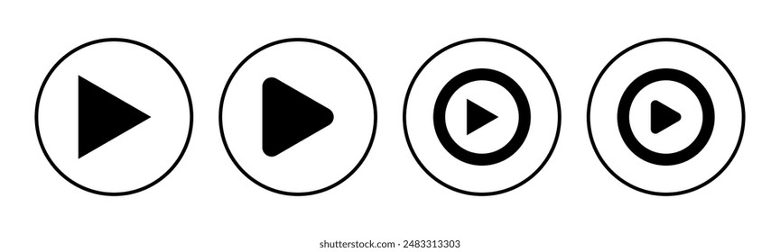 Play Icon set. Play button vector icon