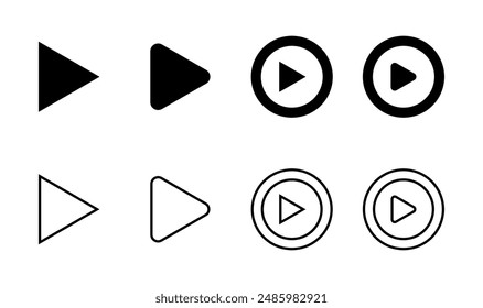 Play Icon set. Play button vector icon