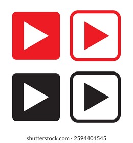 Play Icon set. Play button vector icon