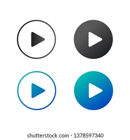 Play icon set in circles. Play buttons. Can be used for players, web, apps. Vector illustration isolated on white background.