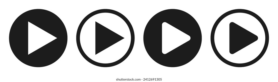 Play icon set in different styles, video play button signs  isolated - vector
