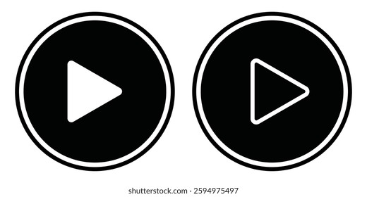 Play icon set in different styles, video play button signs isolated - vector illustration eps 888.